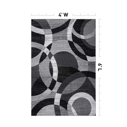 Rugshop Gray Medium Indoor Area Rug, Abstract Circles, High-Traffic, Non-Shedding, for Living Room, Home Office and Bedroom, 4' x 6'