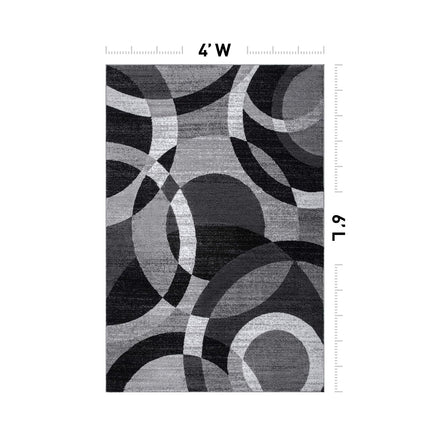 Rugshop Gray Medium Indoor Area Rug, Abstract Circles, High-Traffic, Non-Shedding, for Living Room, Home Office and Bedroom, 4' x 6'