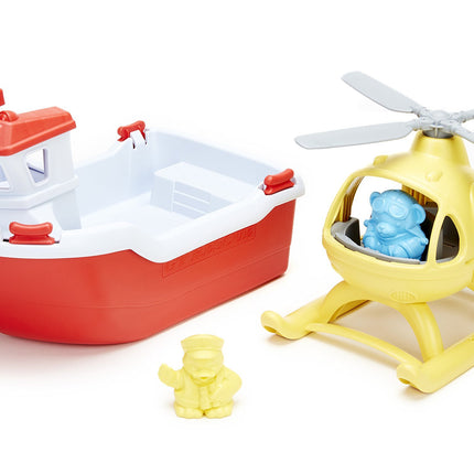 Green Toys Rescue Boat with Helicopter