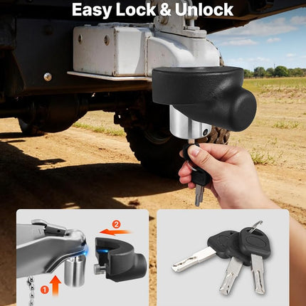 VEVOR Trailer Hitch Lock, Compatible with 2-5/16 in Couplers, Heavy-Duty Anti-Theft Trailer Ball Lock with 3 Keys, Prying-Resistant & Impact-Resistant, Fits for RVs, Boats, Off-Road Vehicles, Trailers