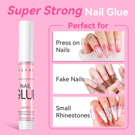 Makartt Strong Nail Glue, 5s Dries Quickly, No Need for Nail Lamp Cure, 5PCS Nail Glue Extra Strong For Acrylic Tips, Stick On Nails and False Nails, Long Lasting Nail Adhesive Glue for Fake Nails