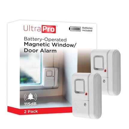 Alarme de sécurité personnelle GE pour fenêtres et portes, lot de 2, protection DIY, alerte cambrioleur, carillon/alarme sans fil, installation facile, sécurité domestique, idéale pour la maison, le garage, l'appartement et plus encore, blanc, 45115
