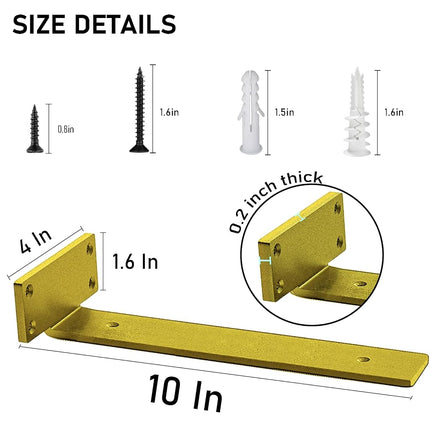 Shelf Brackets Heavy Duty Industrial L Shelf Bracket - 0.2 Inch Thick Premium Solid Steel Shelf Supports, Black Rustic Wall Brackets for Shelves - 10 Inch Floating Shelves Hardware (6Pcs)