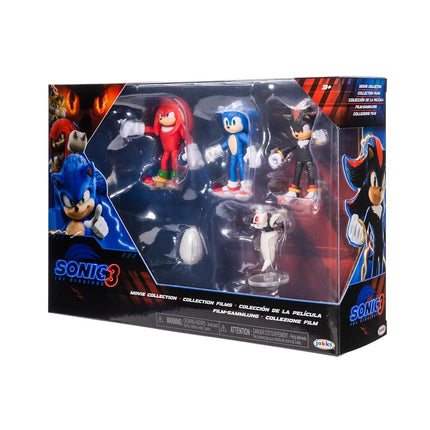 Sonic 3 Movie Action Figure Multi-Pack 2.5" / 6.35cm by JAKKS Pacific, Includes Sonic, Shadow, and Knuckles Figurines - Plus Buzz Bomber and Drone Accessories, Articulated Highly Detailed Figurines