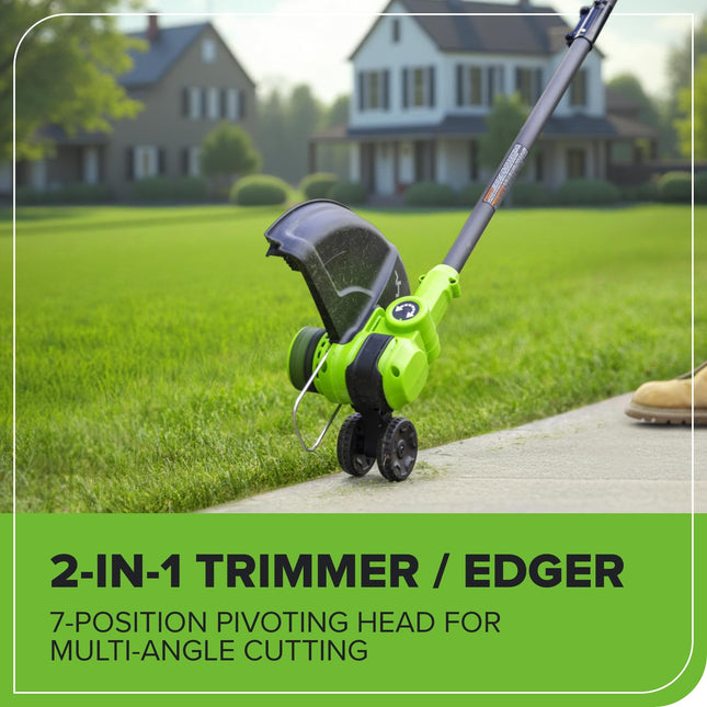 Greenworks 24V 13" Brushless Cordless String Trimmer/Edger (Includes 20 Blades), 4.0Ah Battery and Charger Included