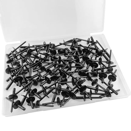 ALLCLEAN 3/16" x 5/8" Tri-Fold Large Head Rivets Assortment - 100Pcs,Black Tri-fold Exploding Pop Rivets Solid Aluminum Tri Grip Rivets Bulb Style Rivets for Kayak Marine Boat