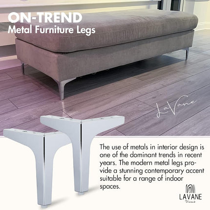 La Vane 5 Inch Diamond Triangle Metal Furniture Legs 4PCS- Heavy Duty Iron
