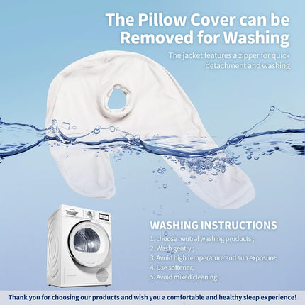 Nockovi 4" Hole Piercing Pillow for Side Sleepers (Pillow with White Velvet Pillowcase, J-Shape)