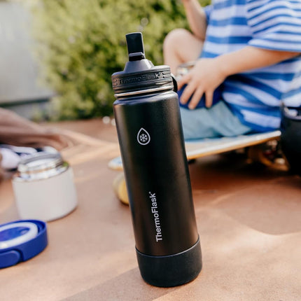 ThermoFlask Insulated Water Bottle with Straw Lid (24 oz, Blush) - Leakproof, Stainless Steel Water Bottle for Cold & Hot Drinks, Travel & Daily Hydration
