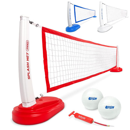 GoSports Splash Net PRO Pool Volleyball Net - Includes 2 Water Volleyballs and Pump - Red
