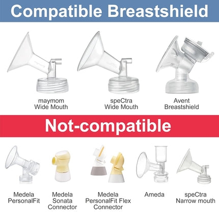 Maymom Breastmilk Storage Bag Adapters Compatible with Spectra S1, S2 Pumps ; 2 Duckbill Valves Included