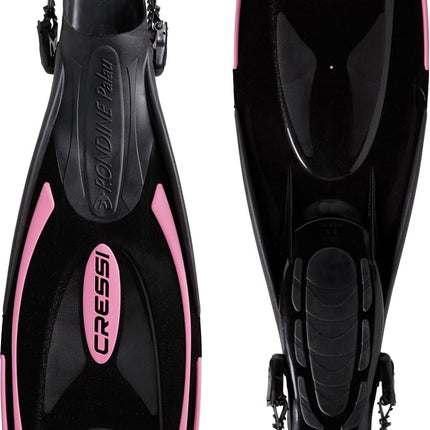 Cressi Palau Adjustable Open Heel Fins, Black/Pink, M/L