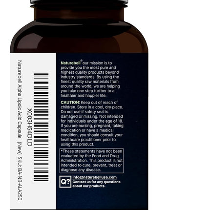 NatureBell Alpha Lipoic Acid Complex, 600mg, 300 Capsules | 4-in-1 Myelinctin Formula with R-ALA, S-ALA, Thiamine & Benfotiamine | High Absorption & Antioxidant Support | Non-GMO, Gluten-Free