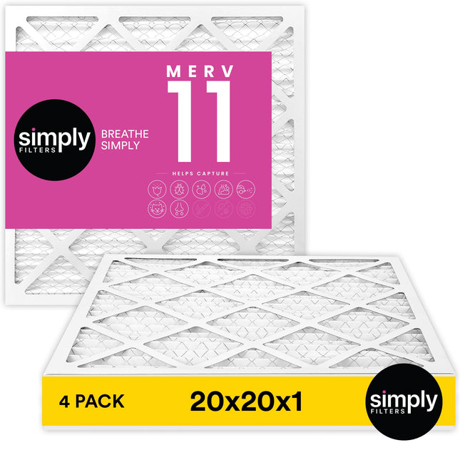 Simply 20x20x1 Air Filter, Merv 11, 4 Pack, For Ho