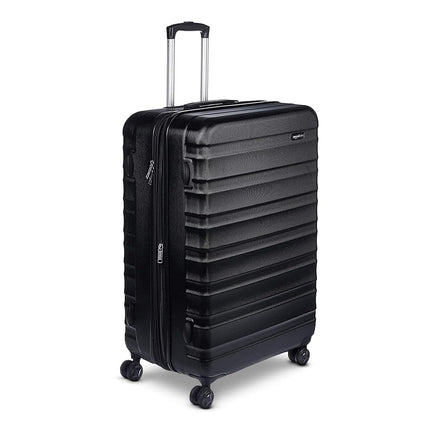 Amazon Basics Hard Shell Large Suitcase - Expandable ABS Travel Luggage with 4 Double Spinner Wheels - Scratch Resistant and Lightweight Construction - 78 x 52.6 x 32cm - Black