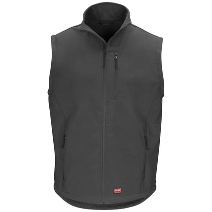 Red Kap Men's Soft Shell Vest Work Utility Outerwear, Charcoal, Large