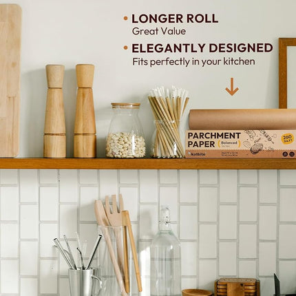 Katbite Unbleached Parchment Paper Roll, 12 in x 262 Ft, Non-Stick