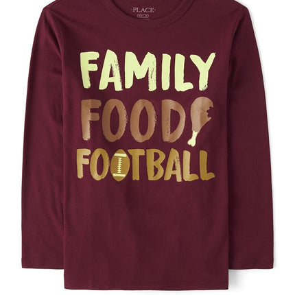 The Children's Place T-shirt à manches longues motif « Thankful » pour garçon, Thanksgiving Fam Food Fball, Grande taille