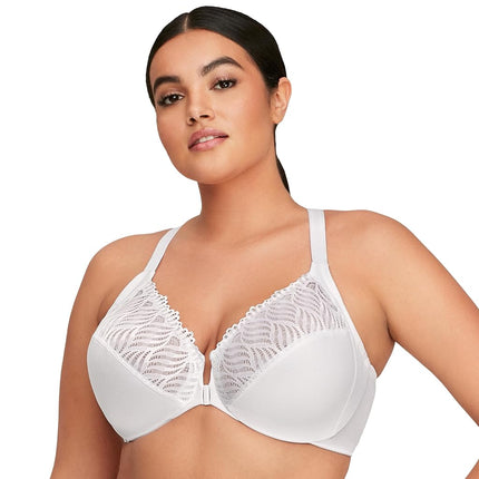 Glamorise Front-Closure T-Back Wonderwire Underwire Bra 1246 (Women's & Women's Plus) White