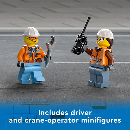 LEGO City Mobile Crane 60324 Building Kit; Toy Construction Vehicle with Working Boom, Outriggers and Winch System; Includes Driver and Worker Minifigures; for Boys and Girls Aged 7+ (340 Pieces)