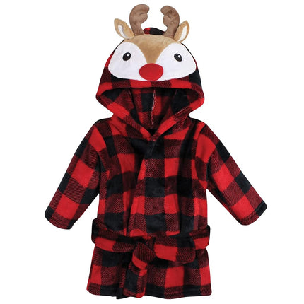 Albornoz de felpa con cara de animal de Hudson Baby Unisex, Rudolph, 0-9 meses