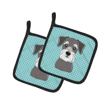Caroline's Treasures Manopla de cocina con diseño de schnauzer azul a cuadros BB1136PTHD, Tela, Multicolor