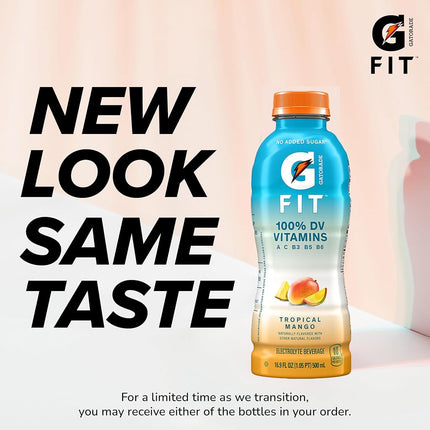Gatorade G Fit Electrolyte Beverage, Healthy Real Hydration, Tropical Mango, 16.9.oz Bottles (12 Pack)