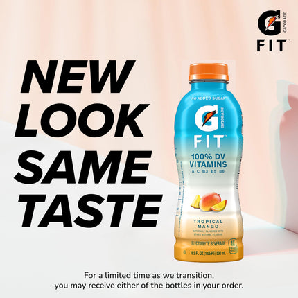 Gatorade G Fit Electrolyte Beverage, Healthy Real Hydration, Tropical Mango, 16.9.oz Bottles (12 Pack)
