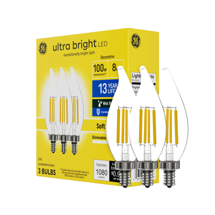 GE Ultra Bright LED Light Bulbs, 100W, Soft White 