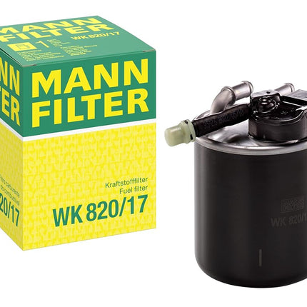 Filtro de combustible Mann WK82017 - Filtro en línea | Altura 100mm | Diámetro exterior 86mm | Diámetro de entrada 10mm | Diámetro de salida 8mm