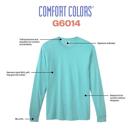 Comfort Colors Men's Adult Long Sleeve Tee T-Shirt, Pepper, Large