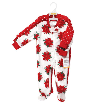Hudson Baby Unisex Baby Plush Sleep and Play, Poinsettia, 0-3 Months, Poinsettia, 0-3 Months