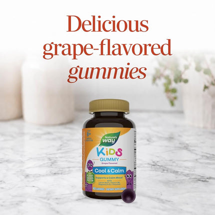 Nature's Way Kids Cool, Calm & Collected Gummies for Ages 8 and Over, Grape Flavored, 40 Count