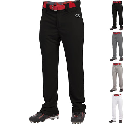 Rawlings Men's Launch Series Baseball Pants | Full Length Semi-Relaxed Fit | Adult Sizes | Solid | Multiple Options, Black, Small