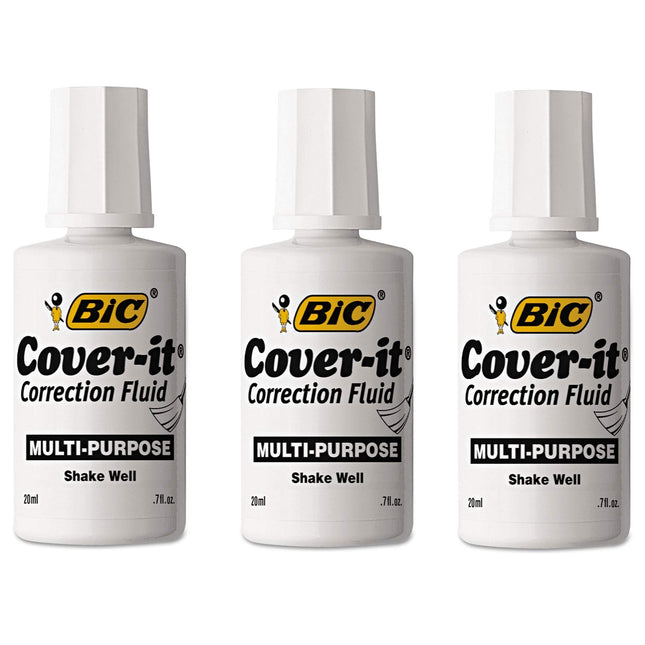 BIC Cover-It Correction Fluid, 20 Milliliter Bottl