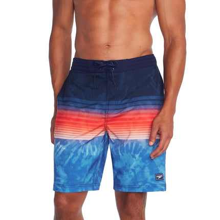 Speedo Men's Swim Trunk Knee Length Boardshort Bondi Striped Board Shorts, 20" Nice Sunset, Large