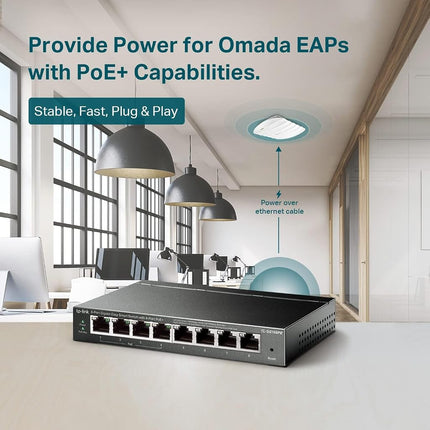 TP-Link 8 Port Gigabit PoE Switch 4 PoE Port @55W Easy Smart Plug & Play Lifetime Protection Sturdy Metal w/Shielded Ports Support QoS, Vlan, IGMP and Link Aggregation (TL-SG108PE)