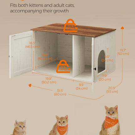 Feandrea Cat Litter Box Enclosure, End Table, 31.5 x 20.9 x 19.7 Inches