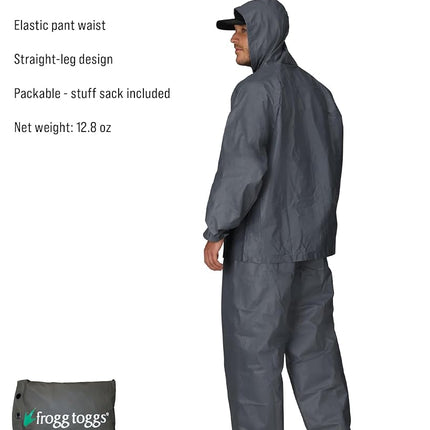 FROGG TOGGS Men's Ultra-Lite2 Waterproof Breathable Rain Suit, Carbon, S