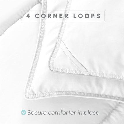 Elegant Comfort Edredón alternativo de plumón de 3 piezas con costuras en caja y fundas – Ultrasuave para todas las estaciones, inserto de edredón con pestañas en las esquinas, juego de edredón mullido y acogedor de 3 piezas, individual, blanco