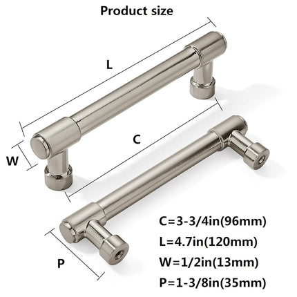 khtumeware 6 Pack 3-3/4 Inch(96mm) Brushed Nickel Cabinet Pulls Cabinet Handles Kitchen Cabinet Hardware for Cupboard Drawer Pulls Dresser Handle