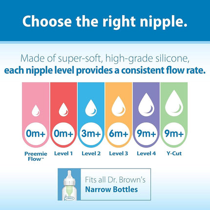 Dr. Brown's 6 Piece Standard Replacement Nipple, Level 2