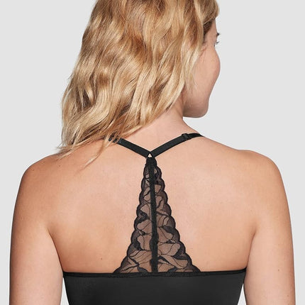 True & Co Women's Lace Racerback Adjustable Strap Bralette Bra, Bare, M