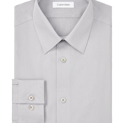 Calvin Klein Men's Dress Shirts Non Iron Slim Fit Solid, Cement, S (Neck 36 cm Sleeve 81/84 cm)