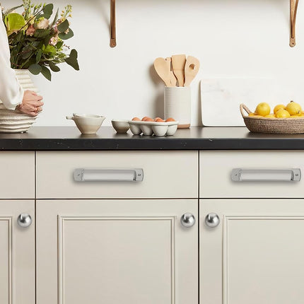 CABDM 20 Pack 1 Inch Vintage Ball Brushed Nickel Cabinet Knobs Kitchen Cabinet Hardware Satin Nickel Drawer Knobs Pulls for Drawers.