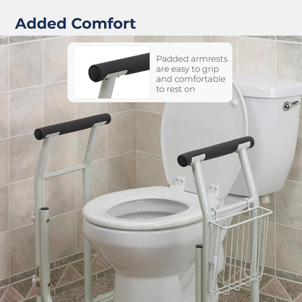 Drive Medical Stand Alone Toilet Safety Rail, White