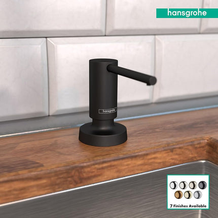 hansgrohe Bath and Kitchen Sink Soap Dispenser, Talis 4-inch, Modern Soap Dispenser in Matte Black, 40448671