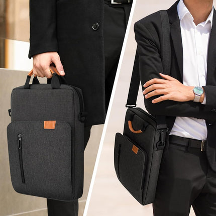 jooeer 13-14 16 Inch Laptop Sleeve Case Waterproof Polyester Shoulder Bag Compatible with MacBook Air Pro M4 M3 M2 M1, Surface Pro (Deep Grey, 16 Inch)