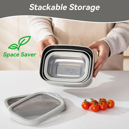 Lille Home Stainless Steel Food Containers with Lids, 47oz+30oz+16oz