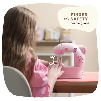 CraftBud Mini Sewing Machine for Beginners, Dual-Speed, Small Portable Sewing Machine for Children and Adults, with Extendable Table, 48-Piece Gift Set Includes Pedal, Project Book, Light and More